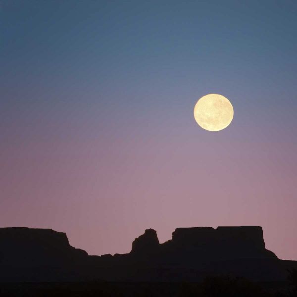 USA, Arizona Moonrise over butte